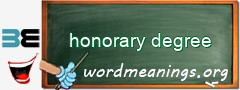 WordMeaning blackboard for honorary degree